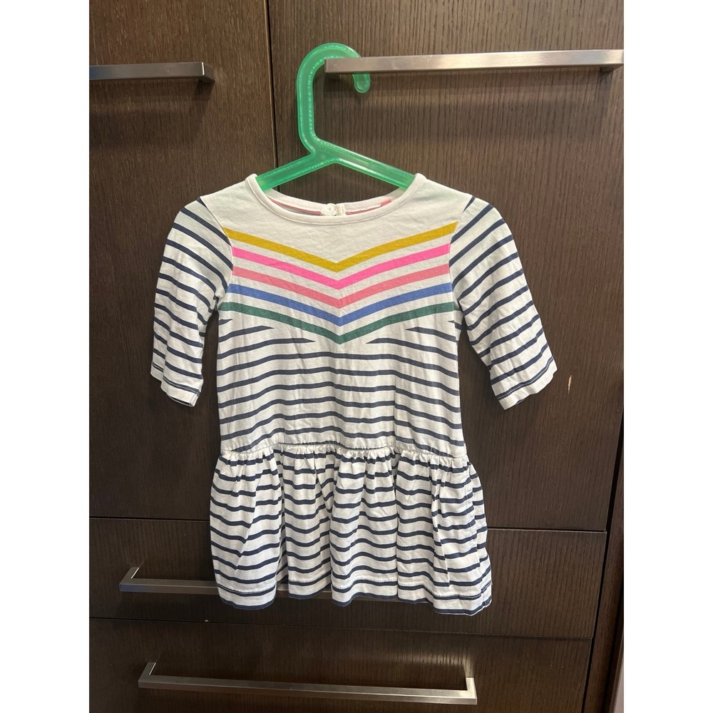Mini Boden Girl 2-3 Long Sleeve Striped Pullover Pockets Dress